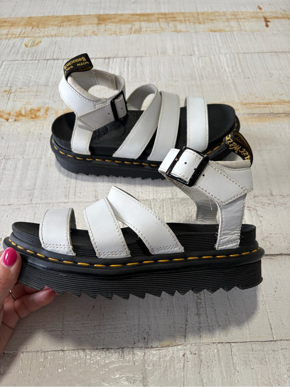 Dr. Martens Blaire White Platform Sandals size 6 EU 37 Strappy Softwair 90s